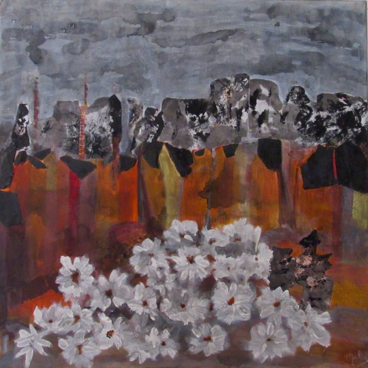 Painting titled "FLEURS BLANCHES DES…" by Marion Paulet, Original Artwork