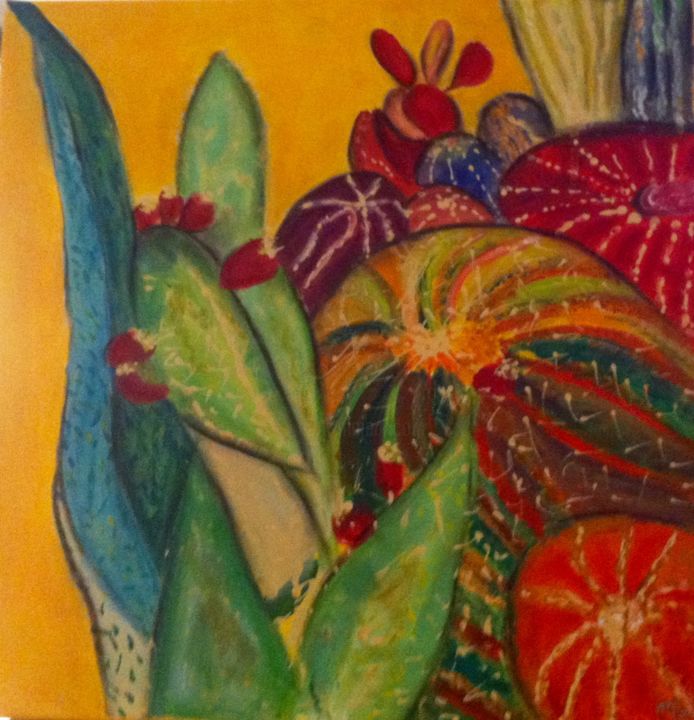 Peinture intitulée "Les Cactus" par Marion Paulet, Œuvre d'art originale, Autre