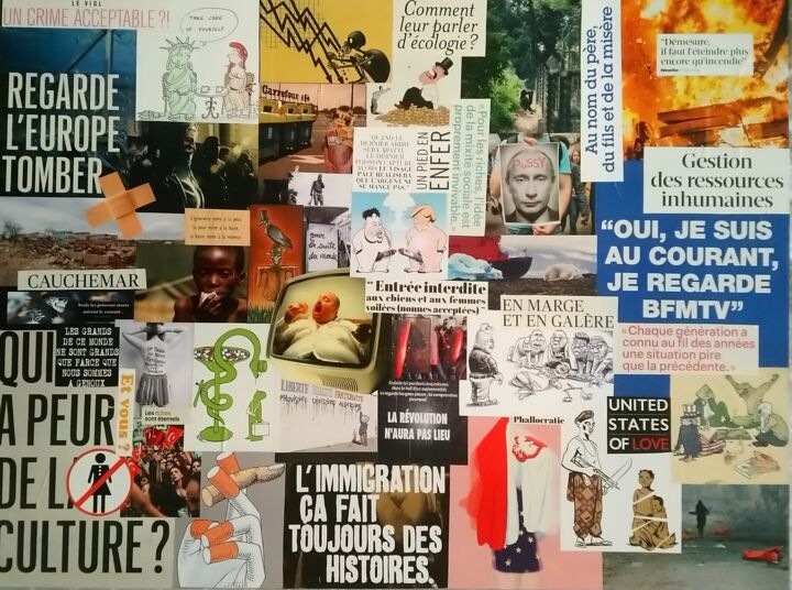 Collages getiteld "Phallocratie" door Marion Revoyre, Origineel Kunstwerk, Collages