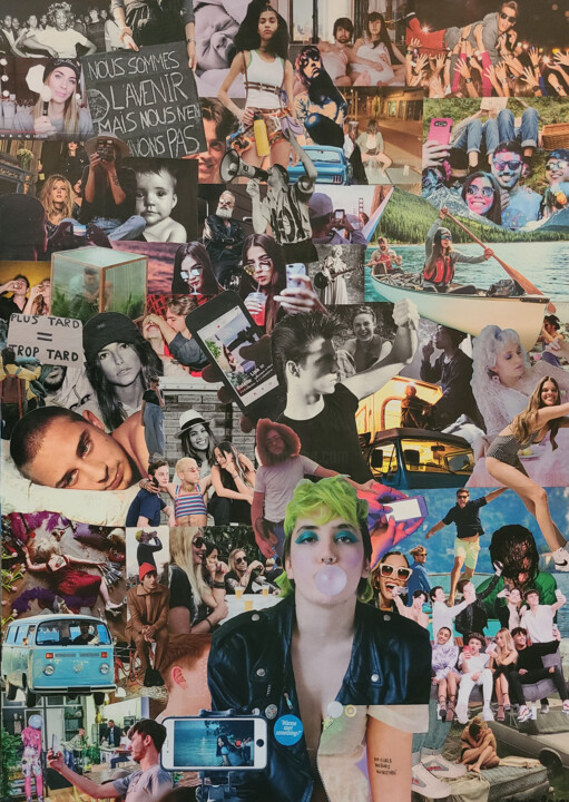 Collages intitulée "Quel jeune êtes-vou…" par Marion Revoyre, Œuvre d'art originale, Collages