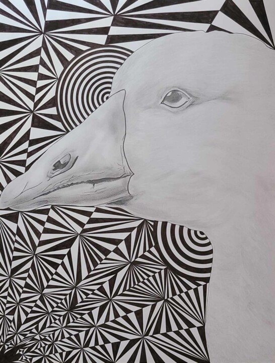 Desenho intitulada "Goose" por Marion Revoyre, Obras de arte originais, Lápis