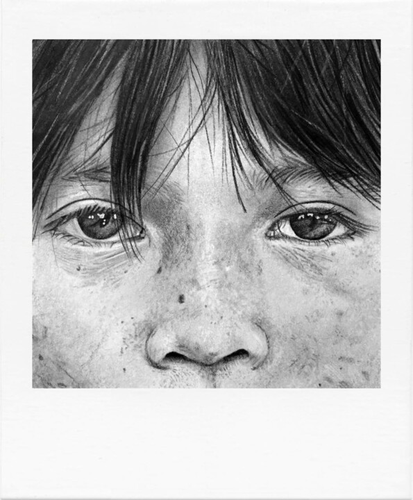 Dessin intitulée "N°7, format Polaroïd" par Marion Roy, Œuvre d'art originale, Crayon