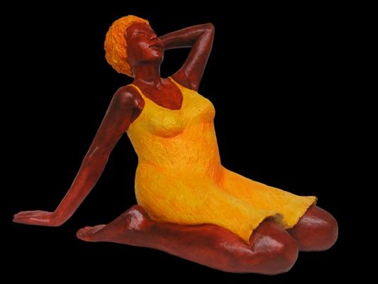 Sculpture titled "Femme orange" by Marion De La Fontaine, Original Artwork