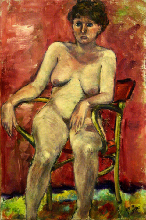 Картина под названием "Female nude model o…" - Michelangelo Verso, Подлинное произведение искусства, Масло