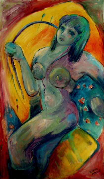 Malerei mit dem Titel "Female fantasy nude" von Michelangelo Verso, Original-Kunstwerk, Öl