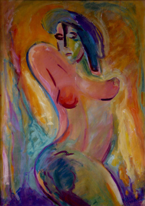 Malerei mit dem Titel "Female nude (fantas…" von Michelangelo Verso, Original-Kunstwerk, Gouache