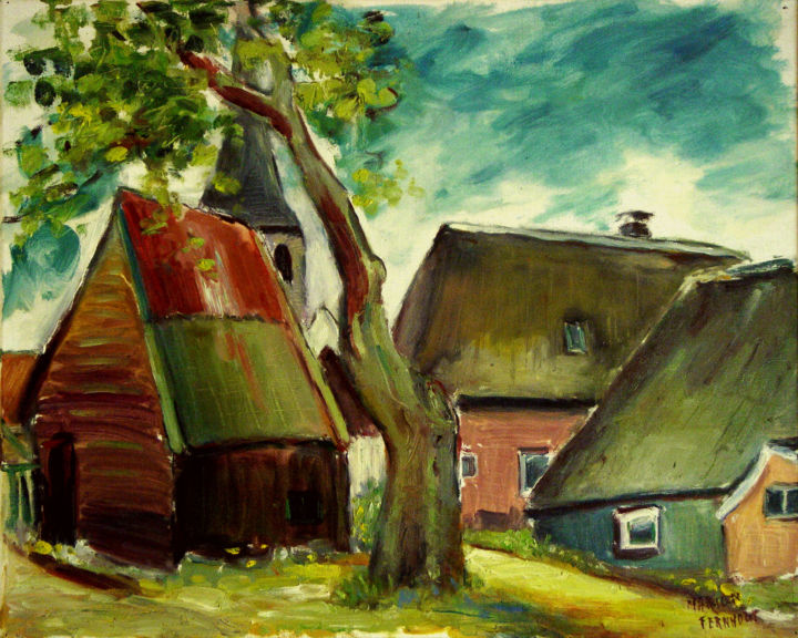 绘画 标题为“Little farmhouses i…” 由Michelangelo Verso, 原创艺术品, 油