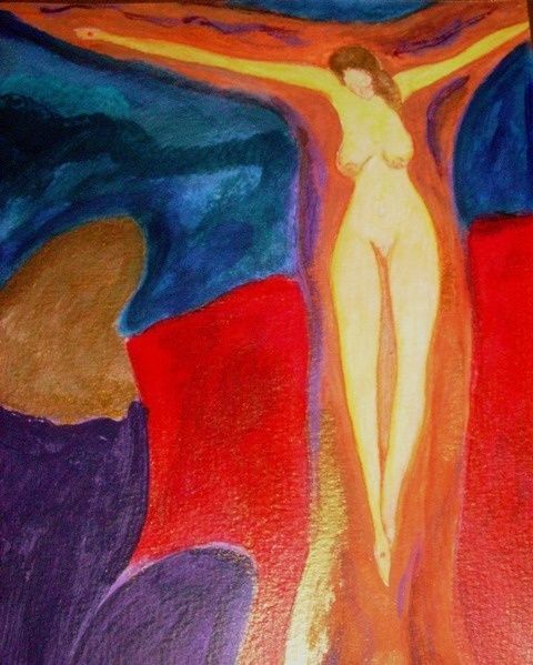 Peinture intitulée "Crucifige - partico…" par Maria Riccio, Œuvre d'art originale, Huile