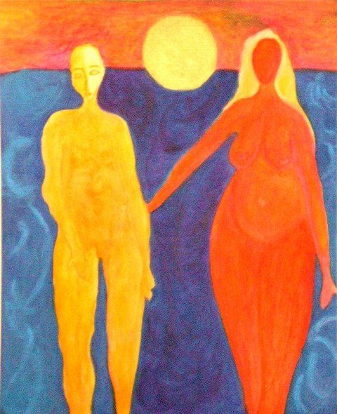 Schilderij getiteld "Il viaggio" door Maria Riccio, Origineel Kunstwerk, Olie