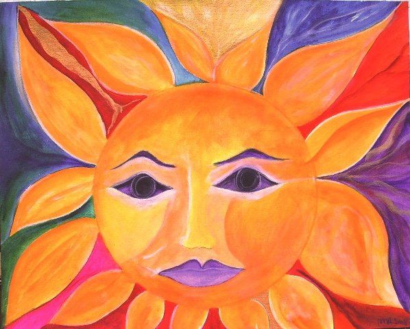 Pittura intitolato "Il sole" da Maria Riccio, Opera d'arte originale, Olio