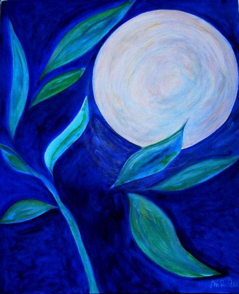 Painting titled "Luna" by Maria Riccio, Original Artwork, Oil