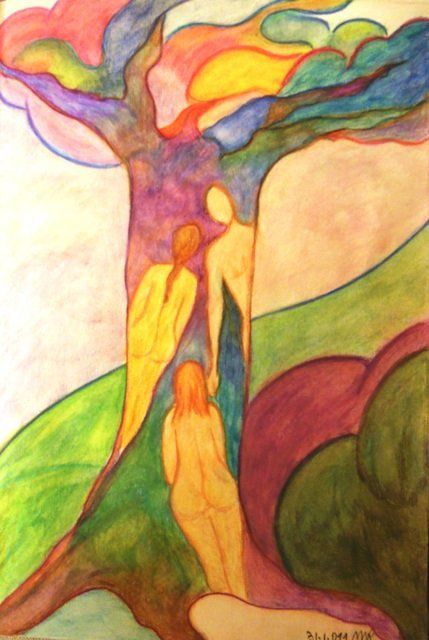 Pittura intitolato "L'albero dei sogni" da Maria Riccio, Opera d'arte originale, Olio
