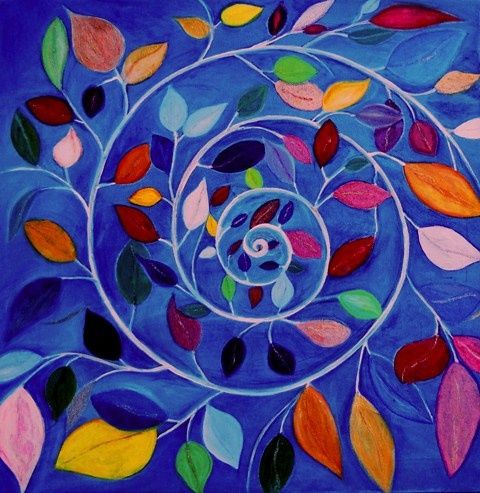 Schilderij getiteld "The Spiral of Life" door Maria Riccio, Origineel Kunstwerk, Olie
