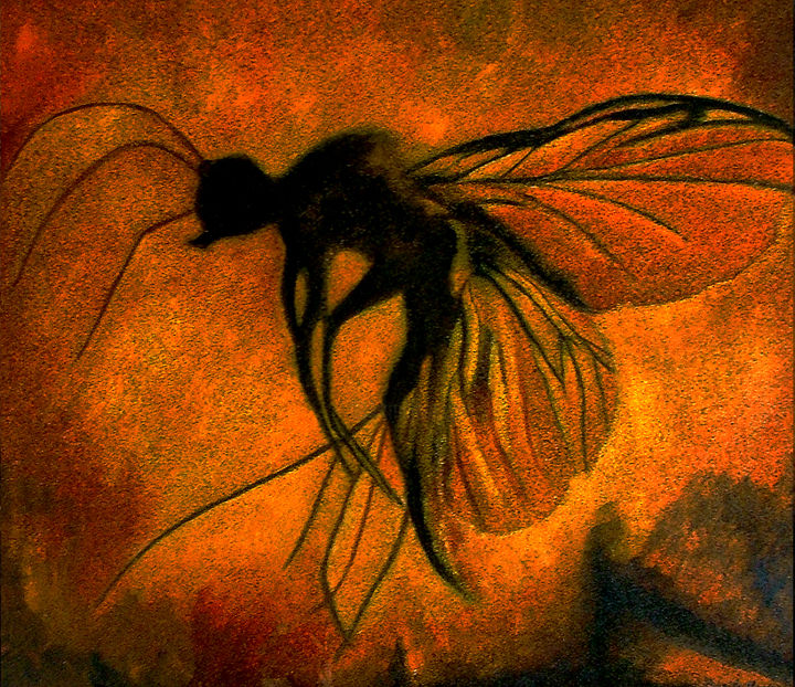 Pittura intitolato "Insetto in ambra" da Marisa Basile, Opera d'arte originale, Olio