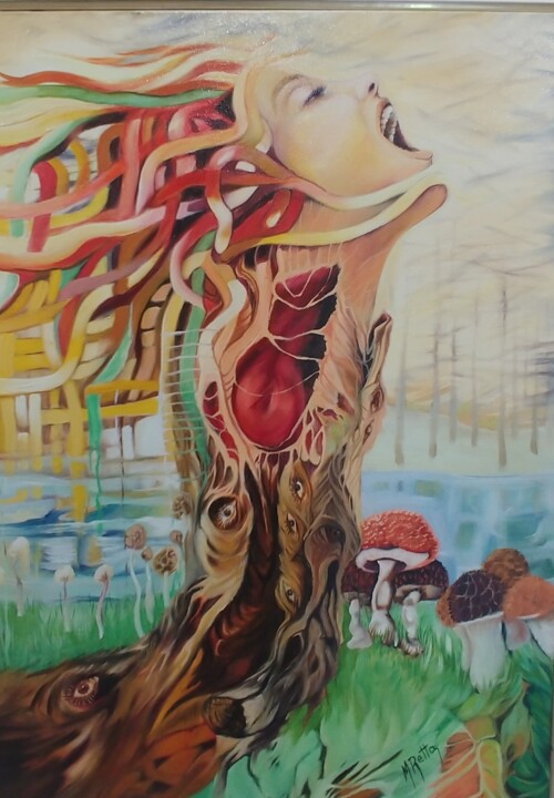 Картина под названием "Nascita" - Marisa Retta, Подлинное произведение искусства, Масло Установлен на Деревянная панель