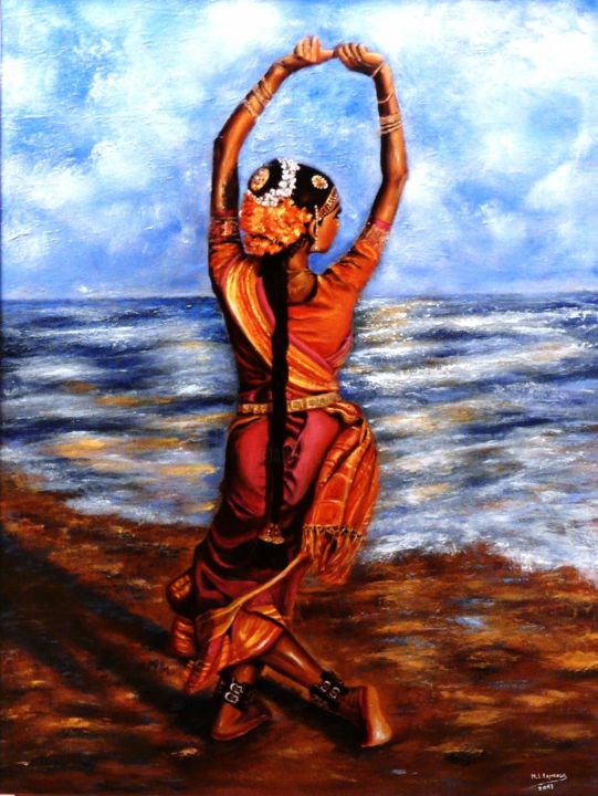 Painting titled "Danza Hindú" by Marisa Espinosa García, Original Artwork