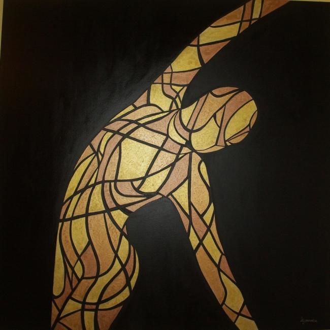 Malerei mit dem Titel "Golden Dance" von Marisa Jamaica, Original-Kunstwerk