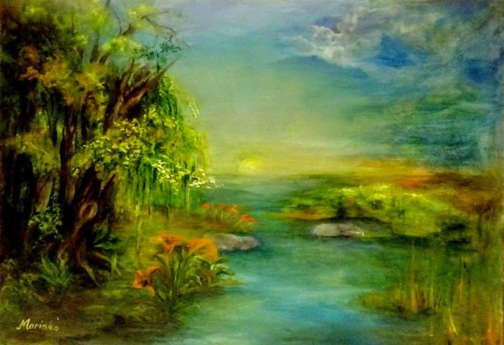 Картина под названием "land picture" - Mariska, Подлинное произведение искусства