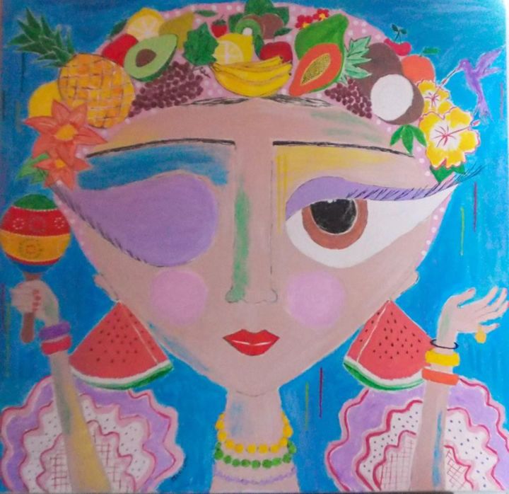 Painting titled "Carmen Miranda" by Marisol Sá, Original Artwork