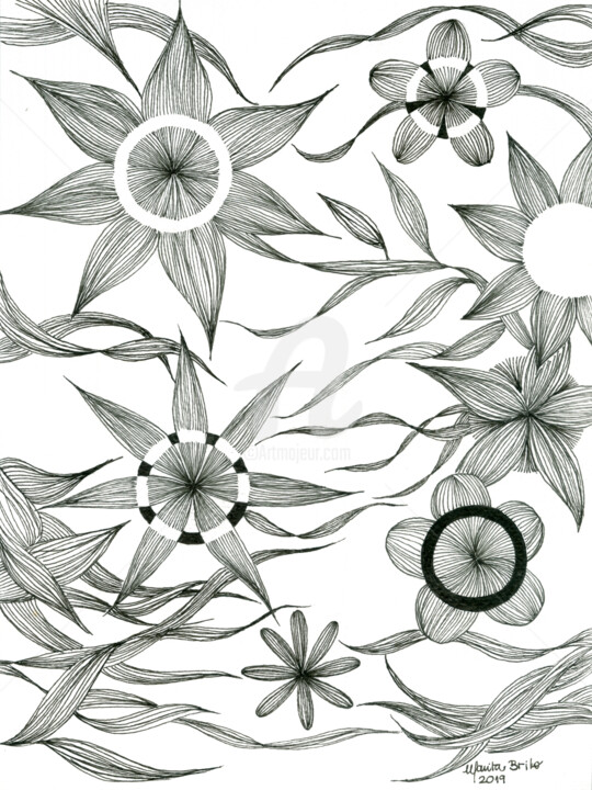 Drawing titled "Primavera / Spring" by Marita Aguilar, Original Artwork, Marker