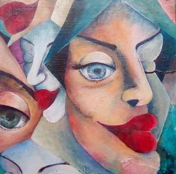 Painting titled "Coucou!" by Marie-Thérèse Aguilar, Original Artwork, Acrylic