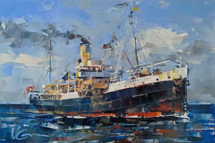 Картина под названием "Series Museum Ship…" - Volodymyr Glukhomanyuk, Подлинное произведение искусства, Масло Установлен на…
