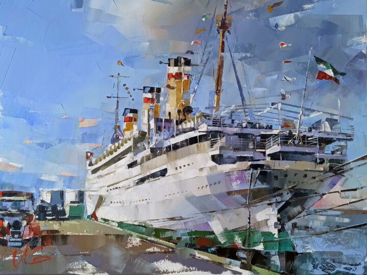 Картина под названием "Steam Ship SS RELIA…" - Volodymyr Glukhomanyuk, Подлинное произведение искусства, Масло Установлен на…