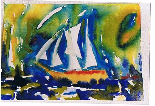 Pittura intitolato "Sailingboat" da Prema (Risto), Opera d'arte originale