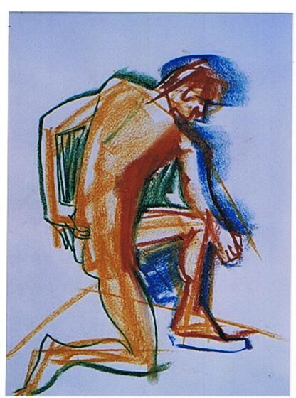 Drawing titled "Kneeling man" by Prema (Risto), Original Artwork