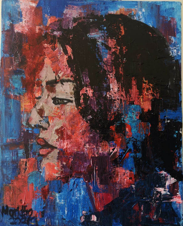 Painting titled "Think iv" by Marittie De Villiers, Original Artwork, Acrylic Mounted on Wood Stretcher frame