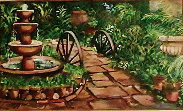 Painting titled "Path in the garden" by Marium Khan, Original Artwork