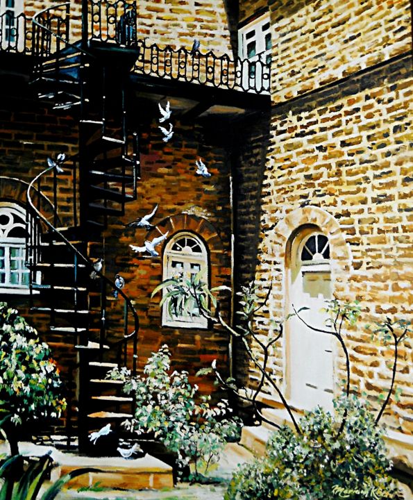 Painting titled "Spiral staircase" by Marium Khan, Original Art,