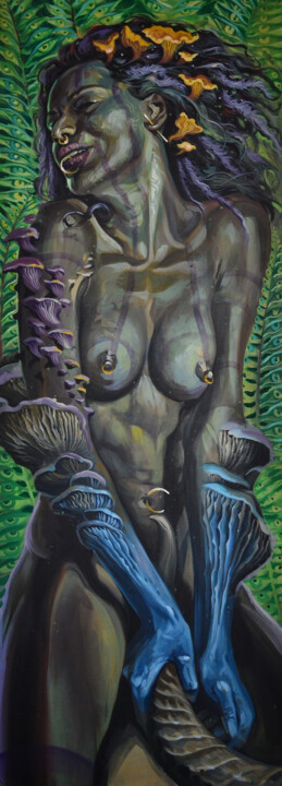 Painting titled "Demeter" by Marius Jucan, Original Artwork, Acrylic Mounted on Wood Stretcher frame