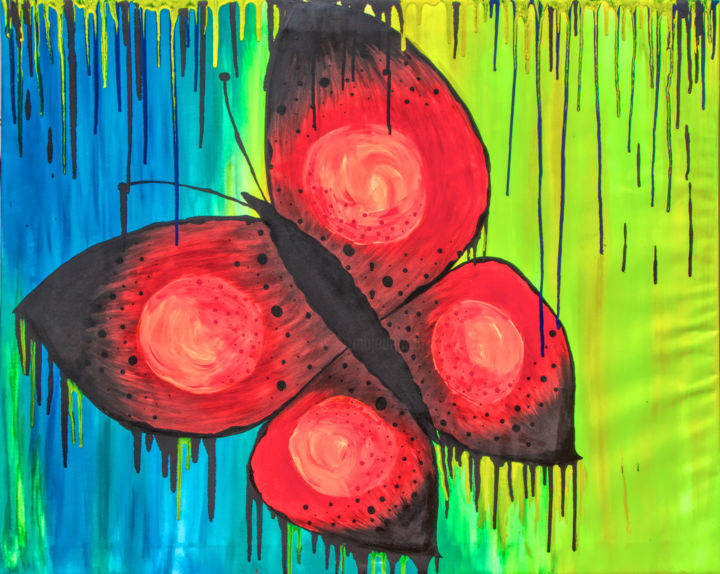 Painting titled "Spring butterfly" by Marian Bogatu, Original Artwork, Acrylic