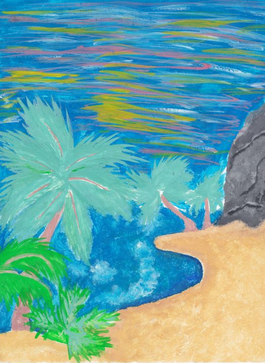 Pittura intitolato "Beach" da Marian Bogatu, Opera d'arte originale, Tempera