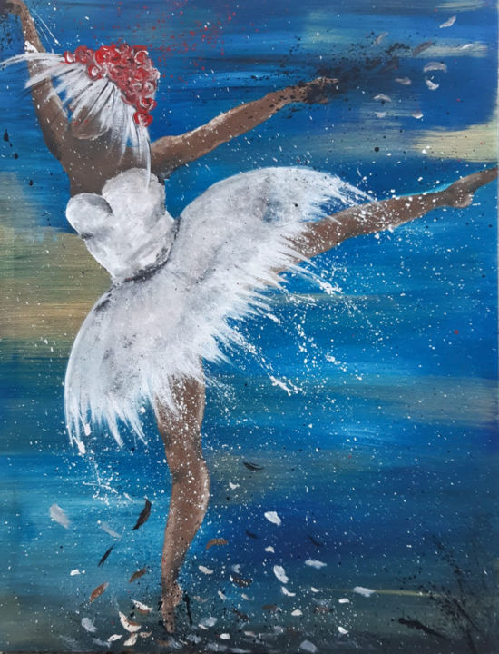 Malerei mit dem Titel "Dancing in the sky" von Marian Bogatu, Original-Kunstwerk, Acryl