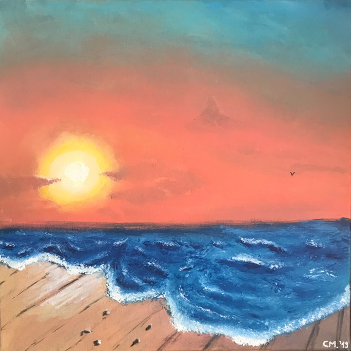 Malerei mit dem Titel "Waves under the sun" von Marius Paint, Original-Kunstwerk, Acryl