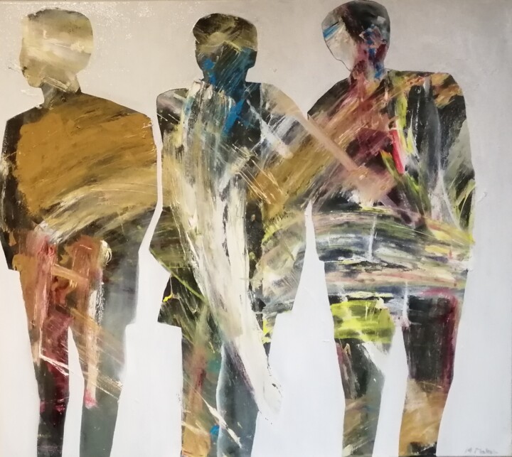 Painting titled "3Friends" by Mariusz Makula, Original Artwork, Oil