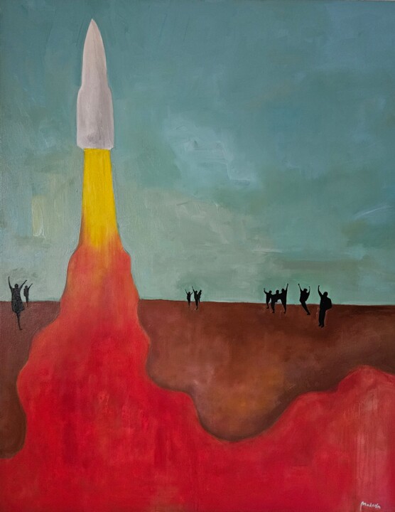 Malerei mit dem Titel "Rockit" von Mariusz Makula, Original-Kunstwerk, Öl