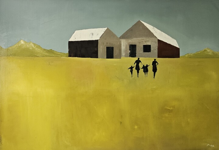 Malarstwo zatytułowany „Farm home” autorstwa Mariusz Makula, Oryginalna praca, Olej