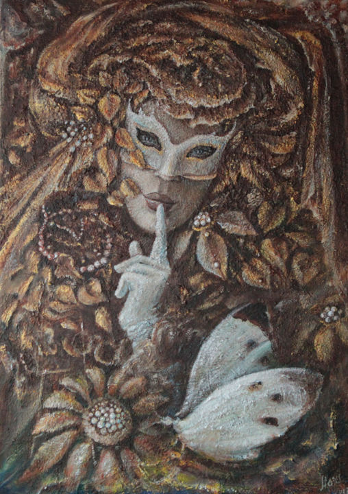 Painting titled "Mask 2013/Маска 2013" by Marina Vassileva-Suomalainen, Original Artwork, Oil