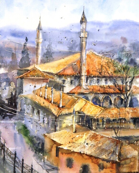 Painting titled "Khan's Palace" by Mariya Volynskih, Original Artwork, Watercolor