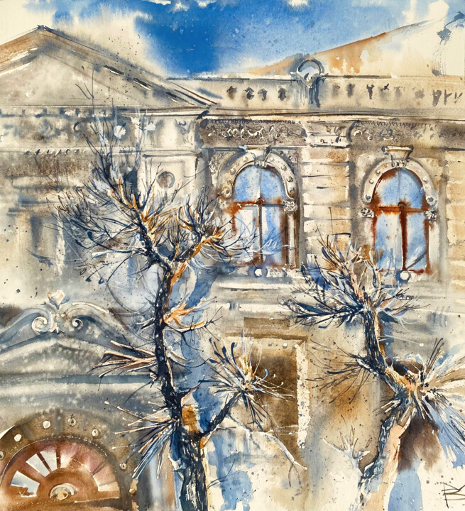 Peinture intitulée "Classics of Samara" par Mariya Volynskih, Œuvre d'art originale, Aquarelle