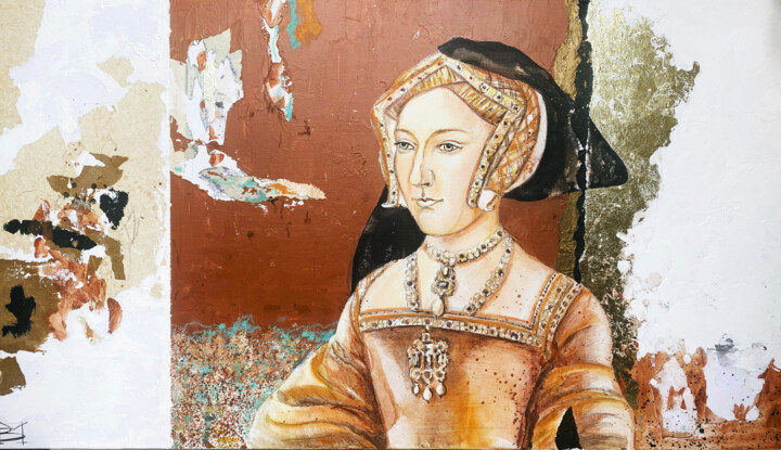 Malerei mit dem Titel "Jane of Wolfhall" von Mariya Volynskih, Original-Kunstwerk, Acryl