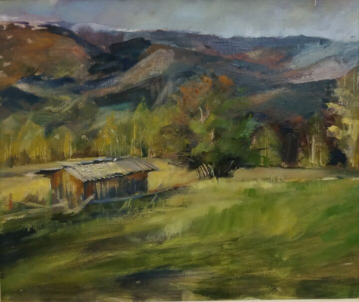 Painting titled "Етюд "Полонина"" by Марія Дужук, Original Art, Oil