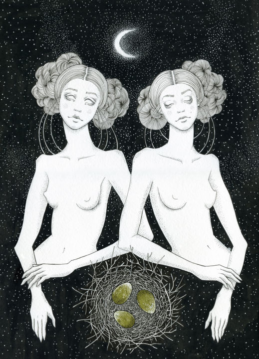 「Preserve」というタイトルの描画 Mariya Markinaによって, オリジナルのアートワーク, ジェルペン