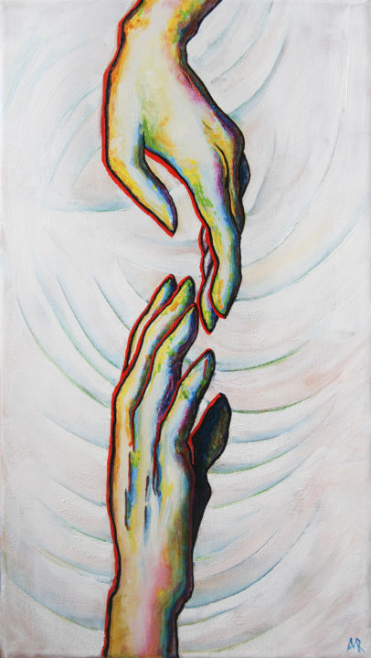 Картина под названием "My hand is in your…" - Mariya Markina, Подлинное произведение искусства, Масло