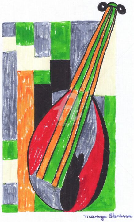 Desenho intitulada "Violão VIII" por Mariza Sbrissa, Obras de arte originais, Acrílico