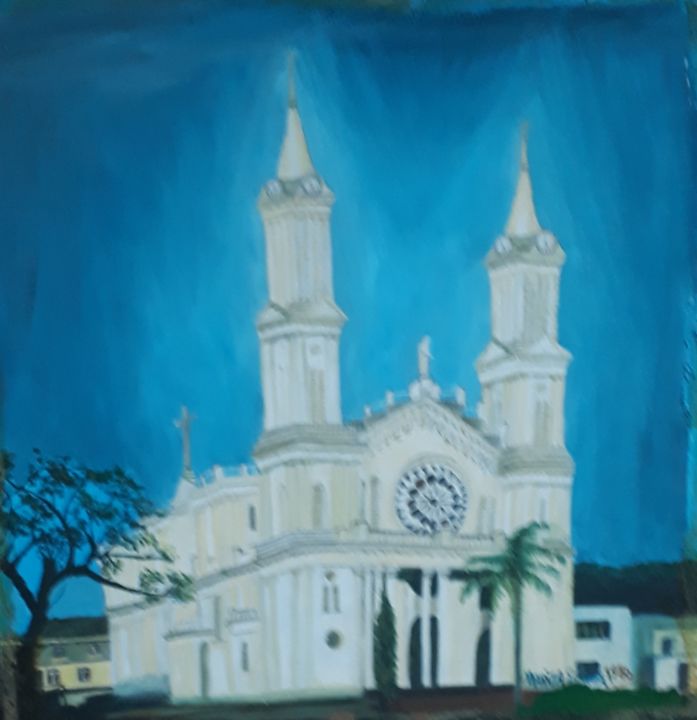 Pintura intitulada "Igreja de São joao" por Mariza Tomaz  Soares, Obras de arte originais, Óleo