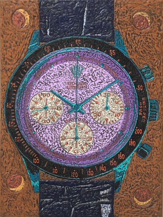 Malerei mit dem Titel "ROLEX DAYTONA" von Marjinal, Original-Kunstwerk, Acryl